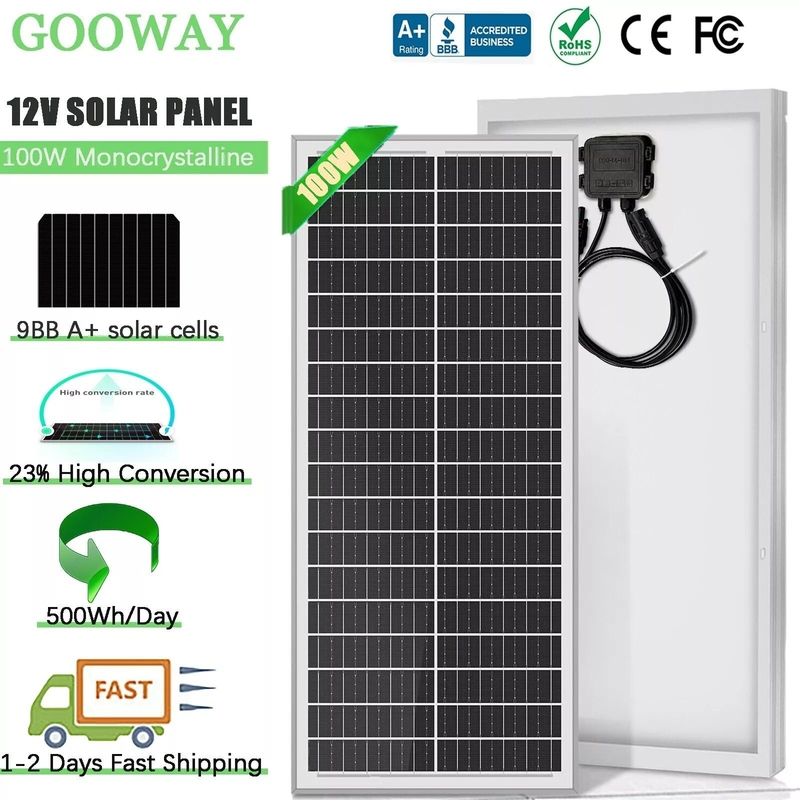 12v 태양 전지 패널 100w 배터리 충전기 모노 홈 오프 그리드 RV 캠퍼 보트 카라반