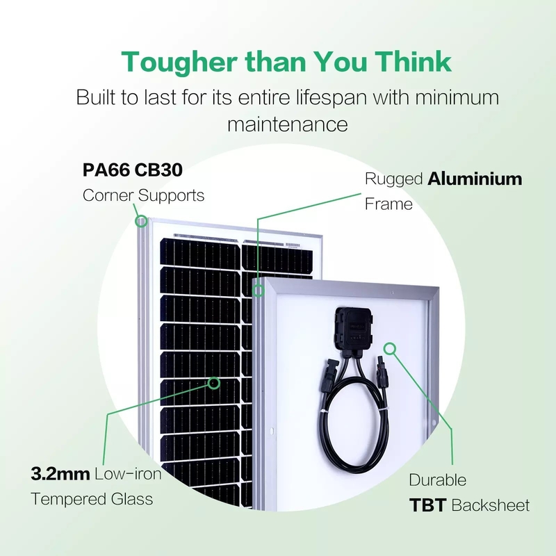 12v 태양 전지 패널 100w 배터리 충전기 모노 홈 오프 그리드 RV 캠퍼 보트 카라반