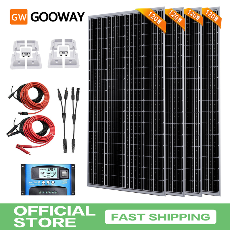 120W 태양광 패널 키트 12v 장착 브래킷 카라반 RV 캠퍼 밴 지붕 쉐드