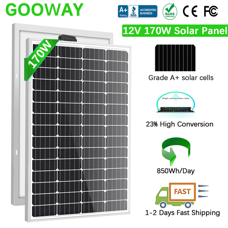 170w 200w 태양 전지 패널 12v 모노 오프 그리드 배터리 충전기 RV 보트 카라반 캠프