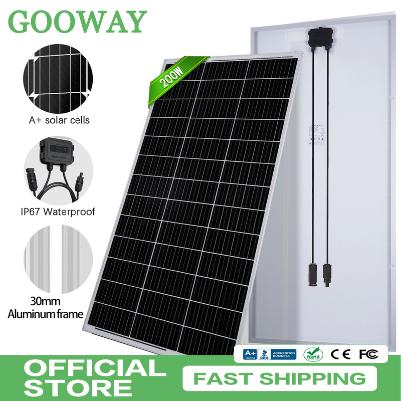 12v 태양 전지 패널 200w 모노 오프 그리드 전력 RV 캠퍼밴 보트 카라반 모터홈