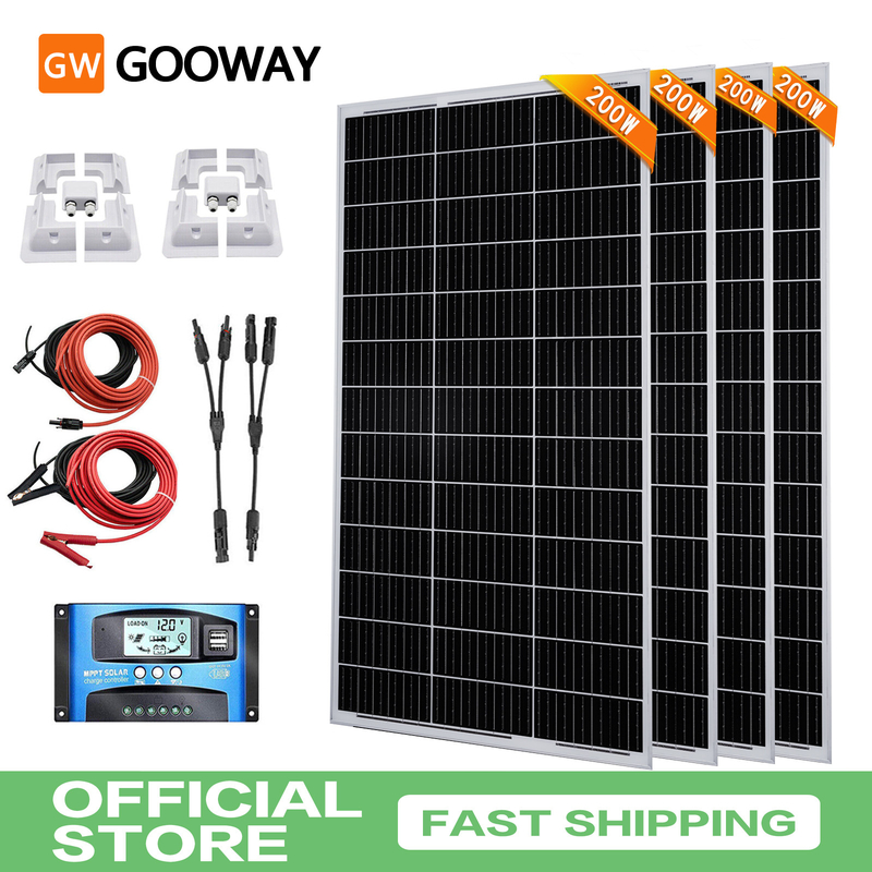 200w 400w 800w 태양 전지 패널 키트 12v 장착 브래킷 Rv 카라반 캠퍼 밴