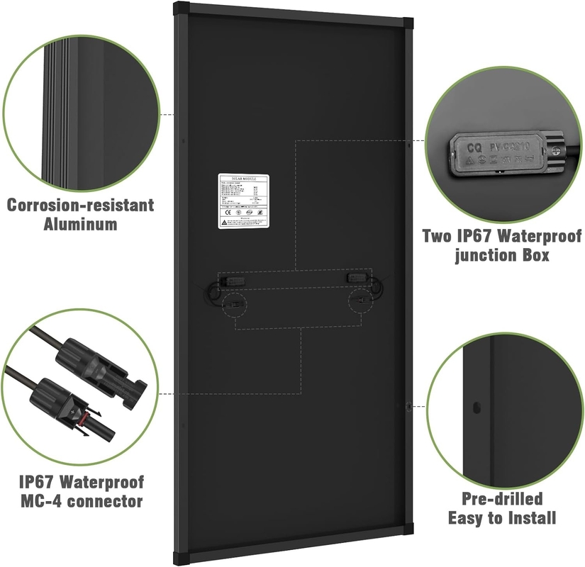 200W 태양 전지 패널 모노 오프 그리드 전력 RV 캠퍼밴 보트 카라반 모터캠 UK
