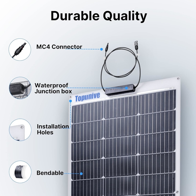 100W 유연 태양 전지 패널 12v 카라반 RV 보트 캐빈 홈 캠퍼 밴 셰드 Uk